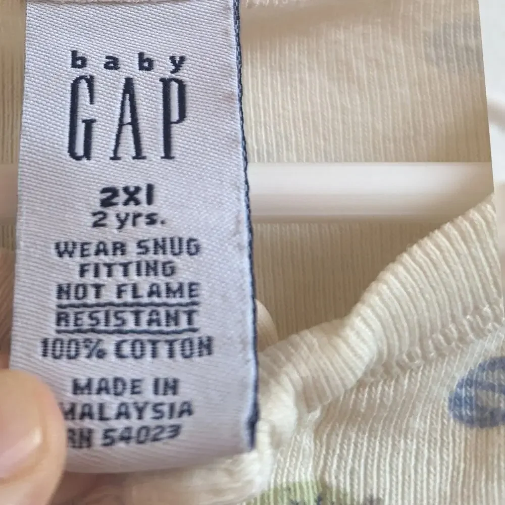 Vtg Y2K Baby Gap Pajamas Kids Sz 2T Yellow Teddy Bear One Piece